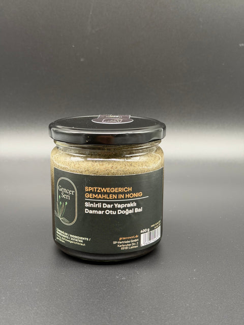 Spitzwegerich gemahlen in Honig   400g